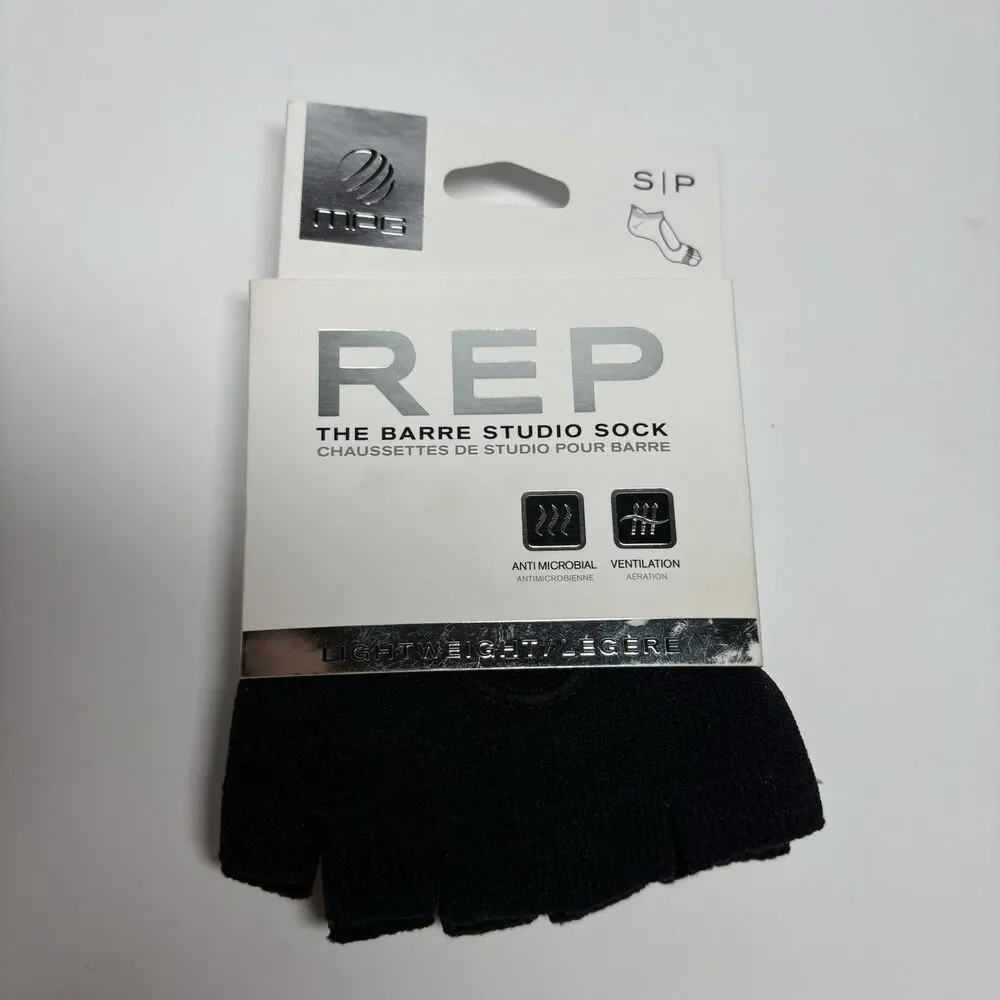 MPG Rep Studio Barre Socks Small Black Toeless Reinforced Grippers